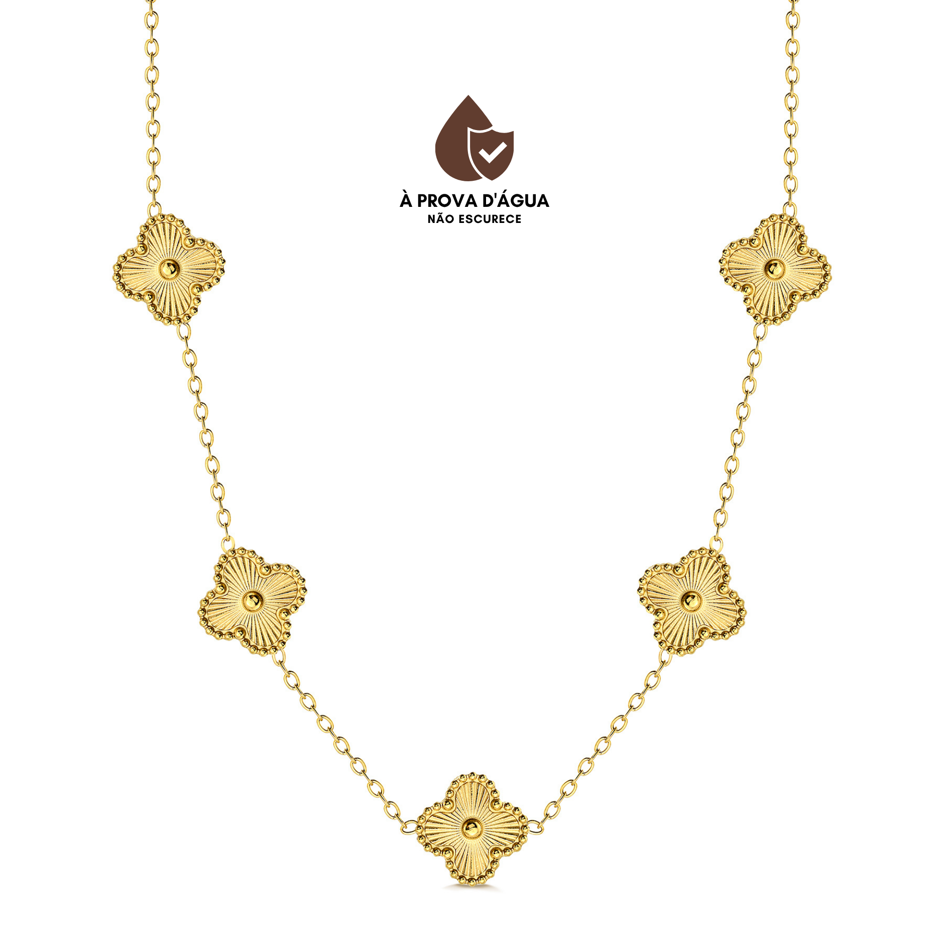 Colar Trevo Dourada Banhado em Ouro 18k