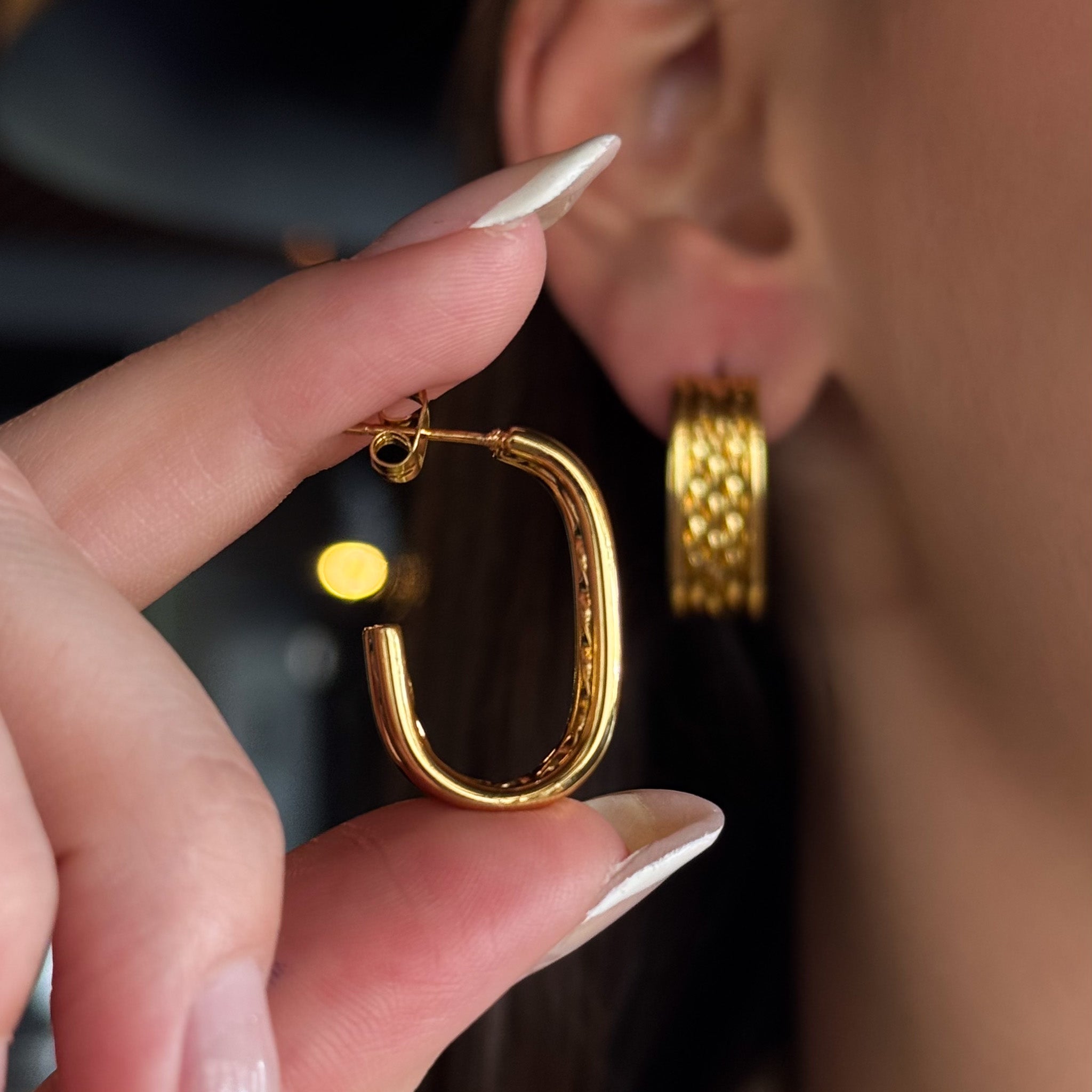 Brinco Luxo Duplo Banhado em Ouro 18k