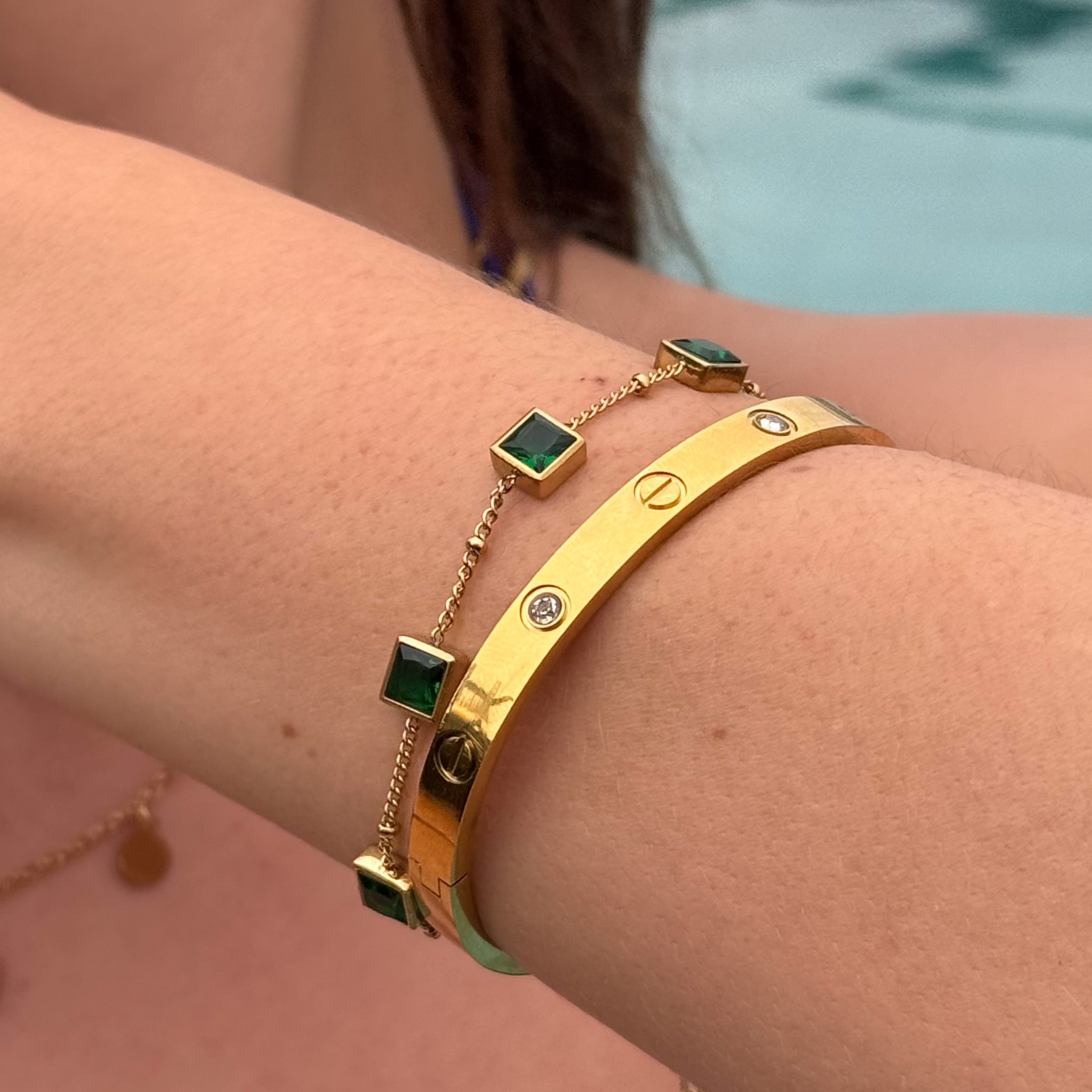 Bracelete Pedras de Glamour Banhado em Ouro 18k