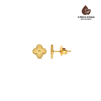 Brinco Trevo Dourado Banhado em Ouro 18k