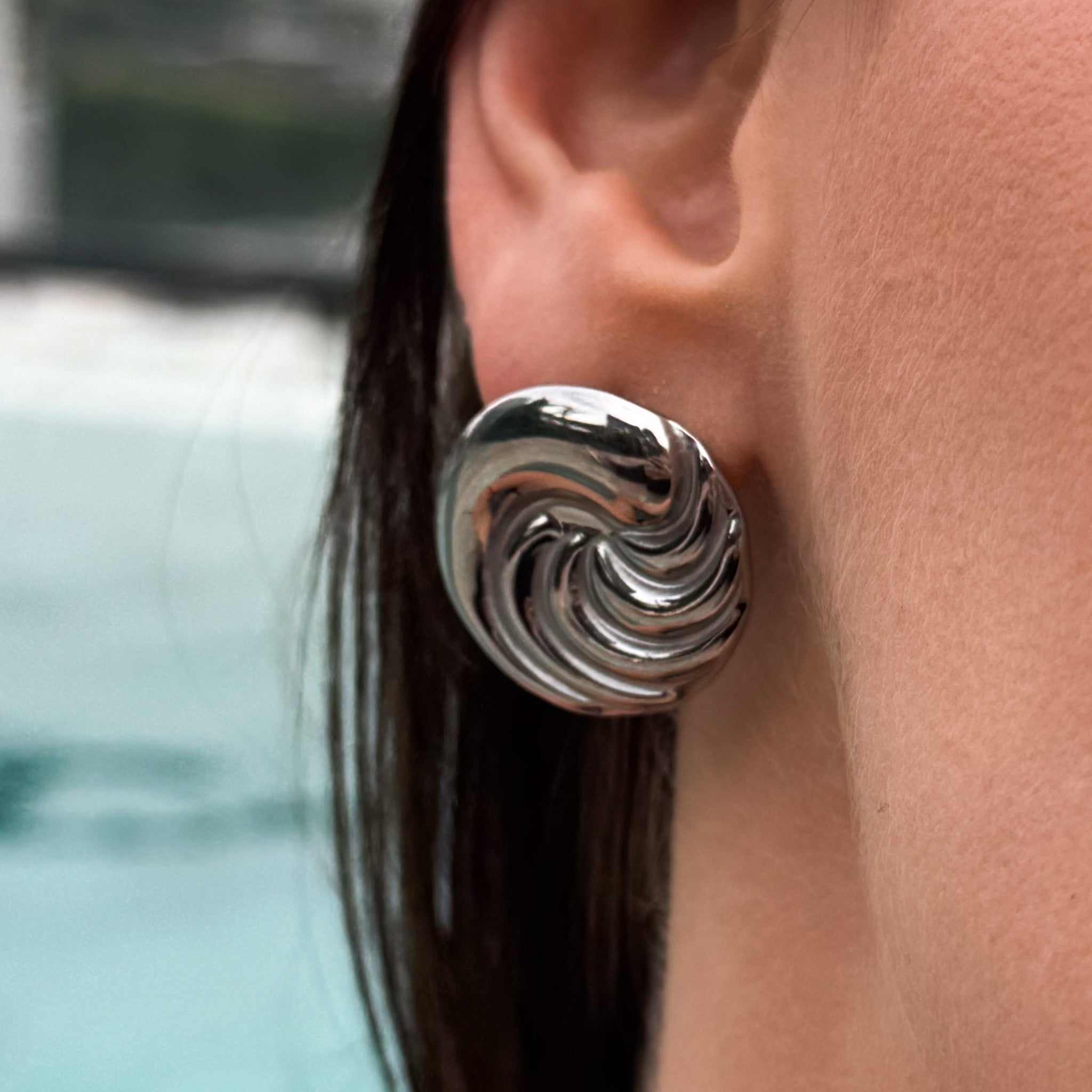 Brinco Luxo Espiral Banhado em Prata