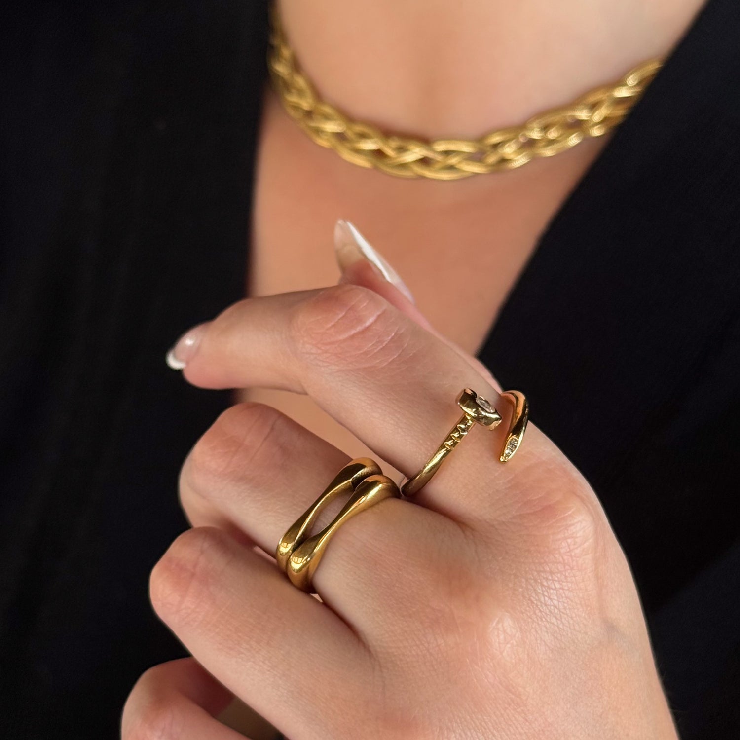 Anel Prego com Zircônia Banhado em Ouro 18k