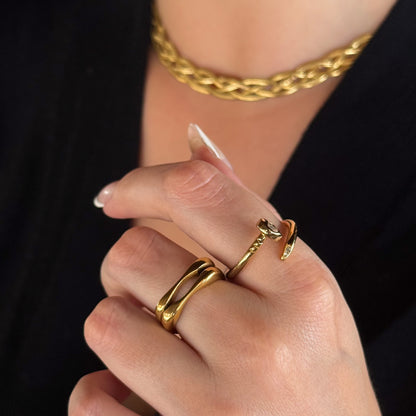 Anel Prego com Zircônia Banhado em Ouro 18k