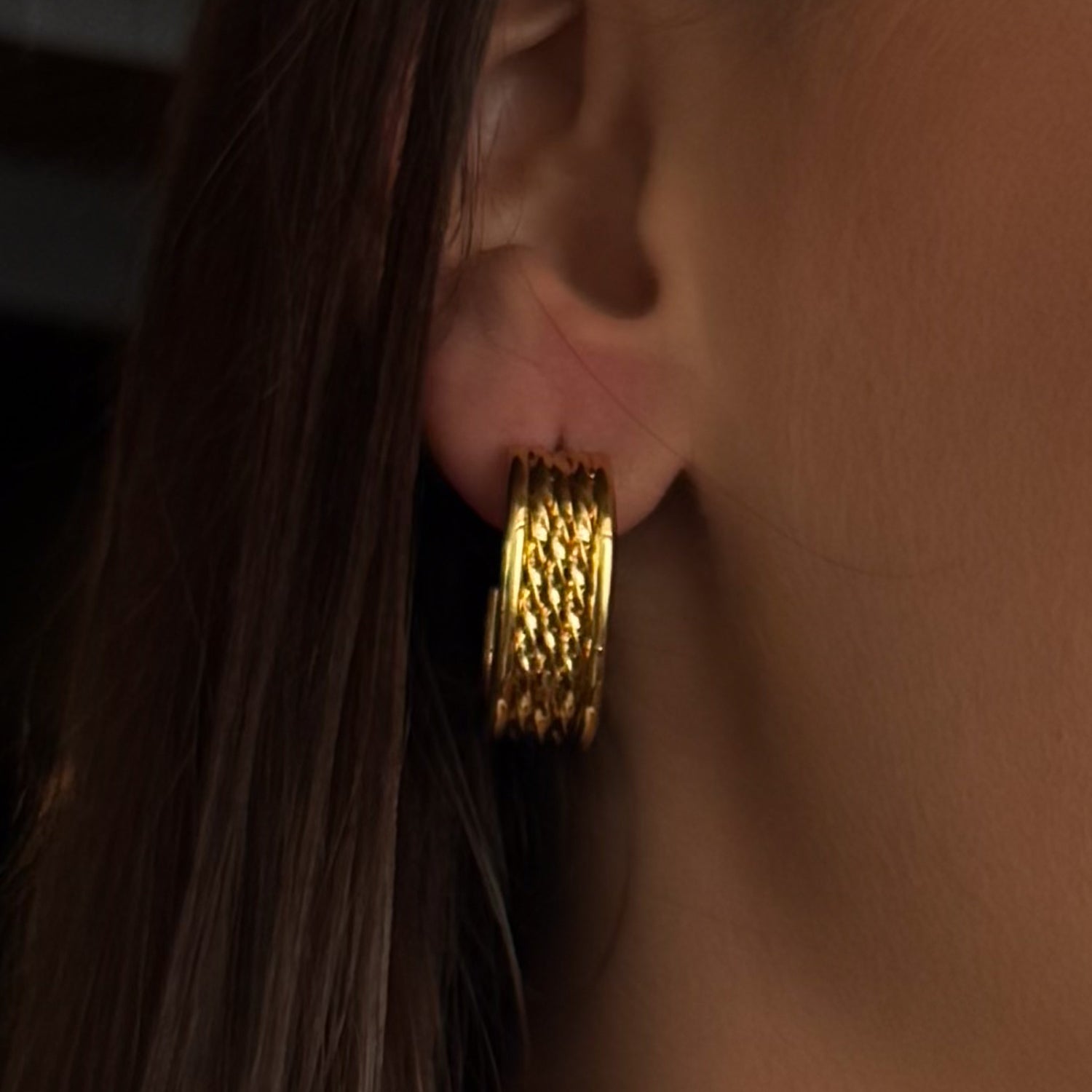Brinco Luxo Duplo Banhado em Ouro 18k