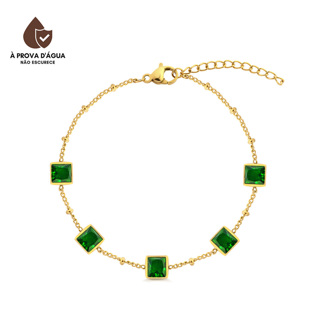 Pulseira Esmera Banhado em Ouro 18k