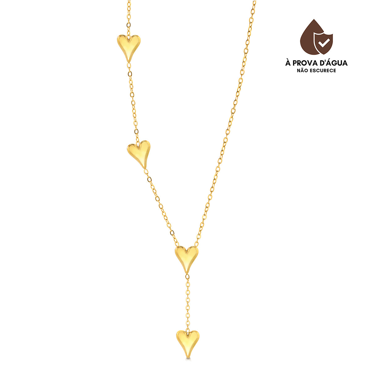 Colar Coração Charm Banhado em Ouro 18k