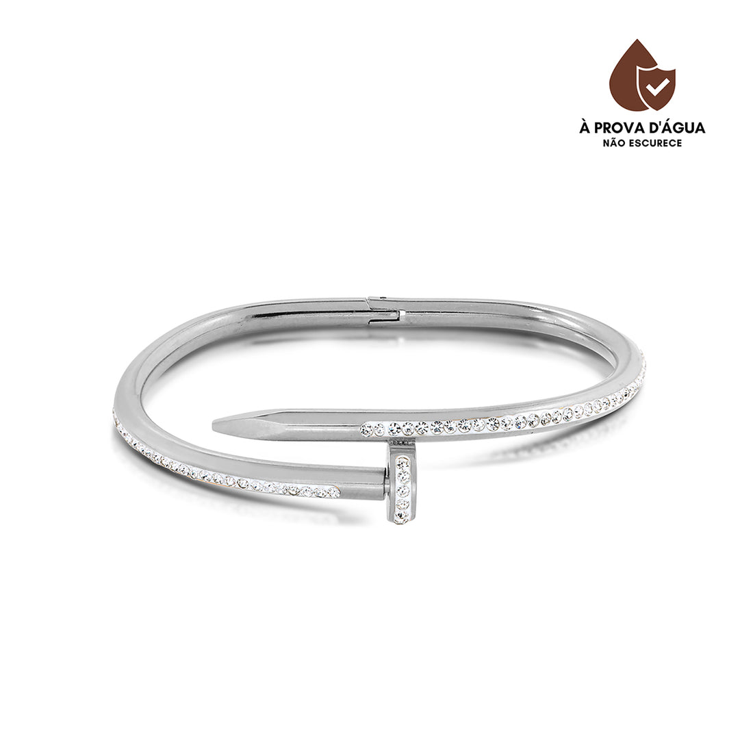 Bracelete Prego Cravejado Banhado em Prata