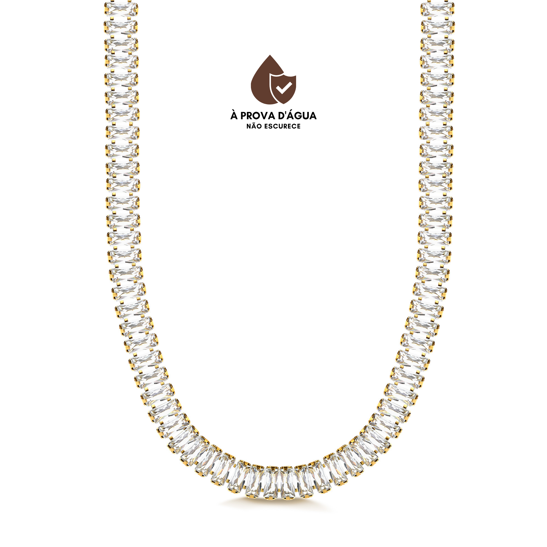Colar Pedras Luxo Banhado em Ouro 18k