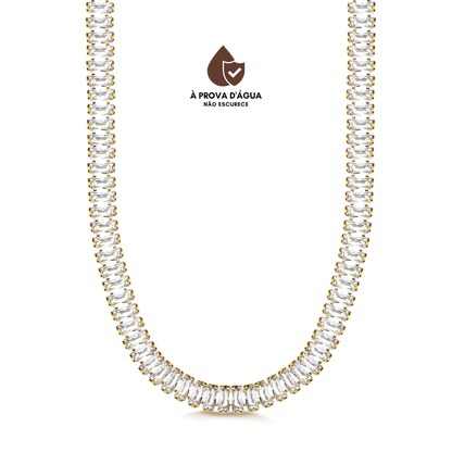 Colar Pedras Luxo Banhado em Ouro 18k
