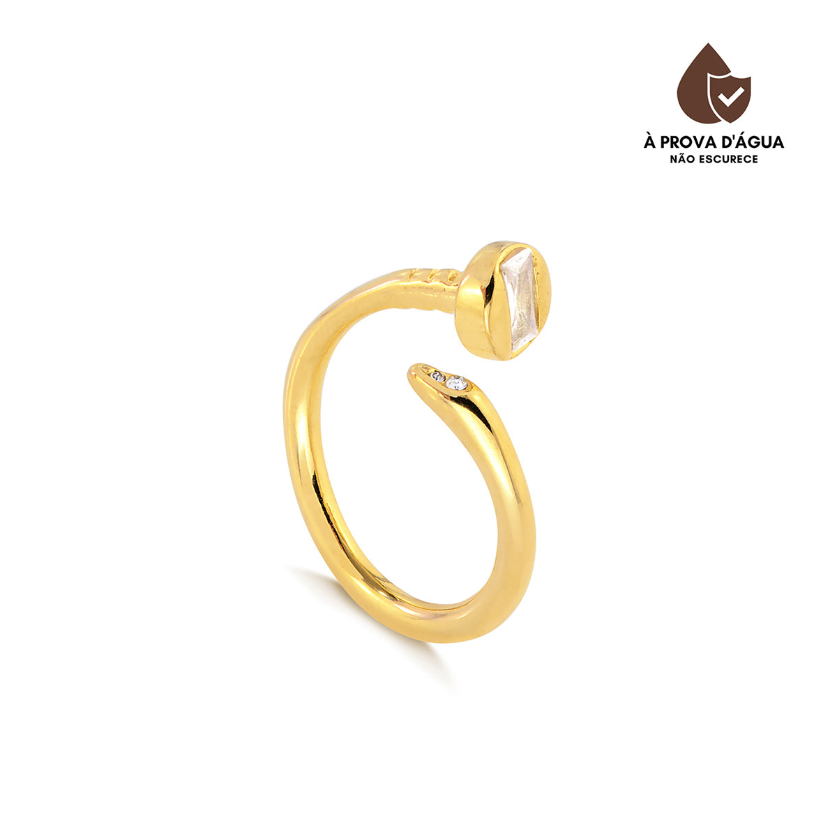 Anel Prego com Zircônia Banhado em Ouro 18k