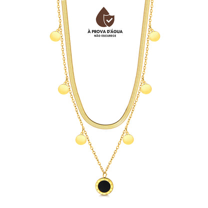 Colar Ônix Elegance Banhado em Ouro 18k