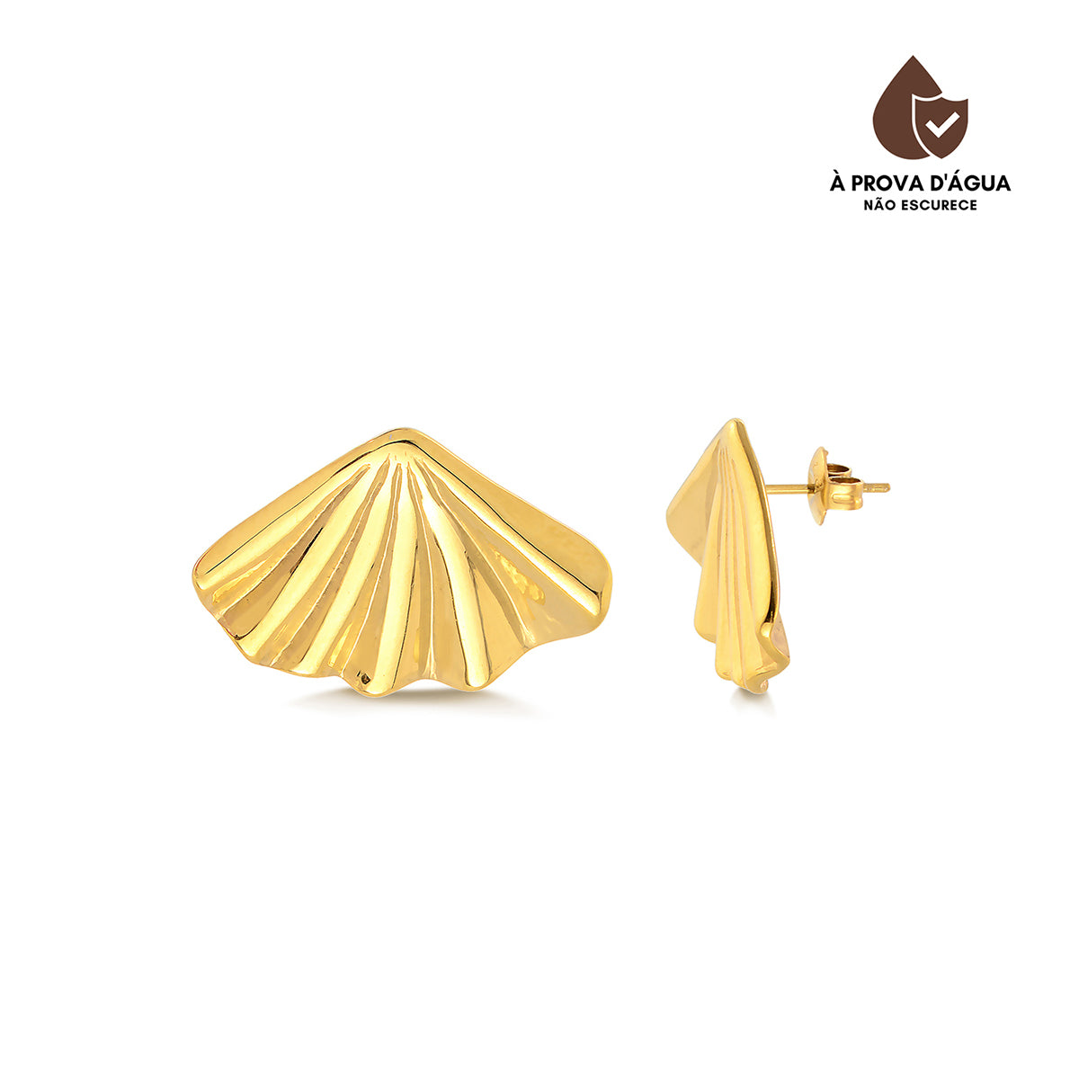 Brinco Concha Banhado em Ouro 18k