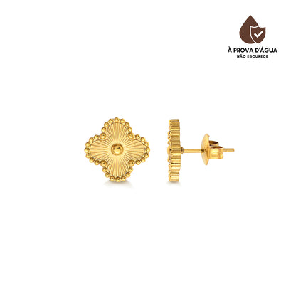Brinco Trevo Dourado Banhado em Ouro 18k