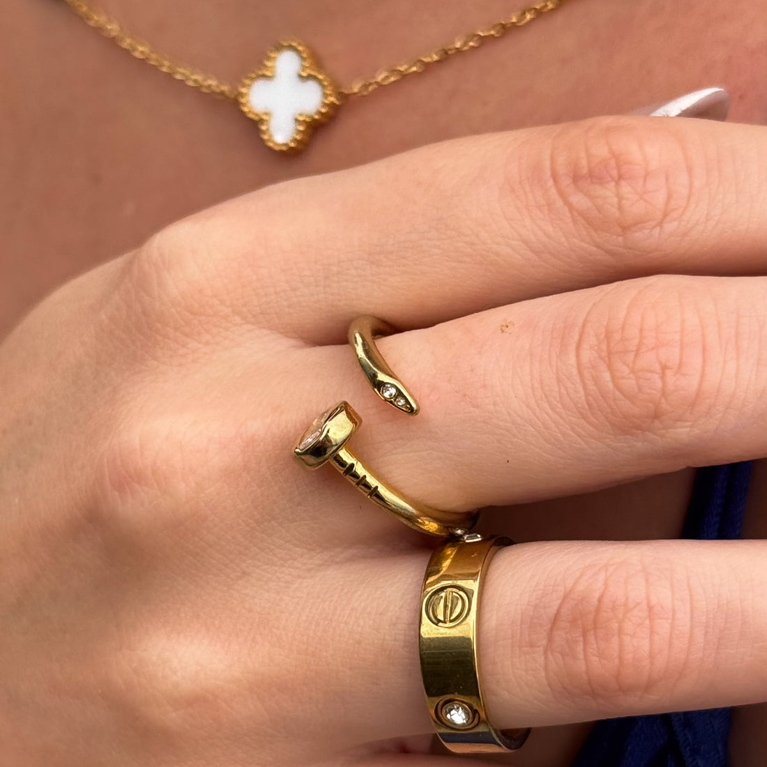 Anel Prego com Zircônia Banhado em Ouro 18k