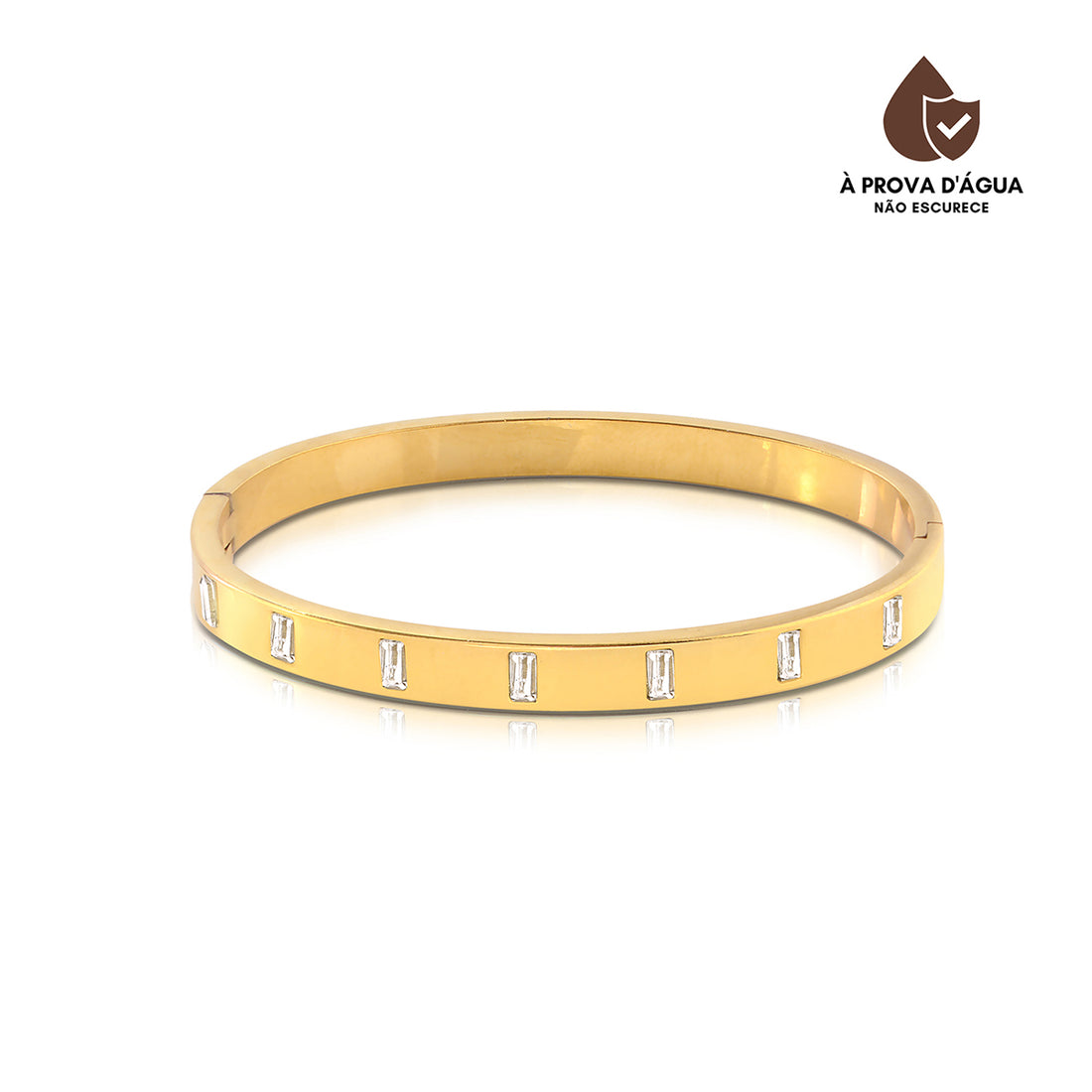 Bracelete Pedras Baguete Banhado em Ouro 18k