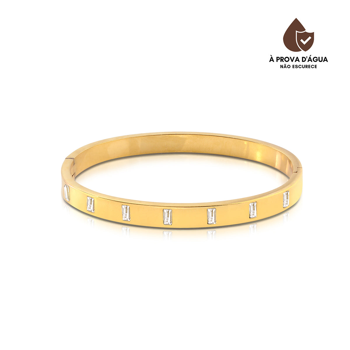 Bracelete Pedras Baguete Banhado em Ouro 18k