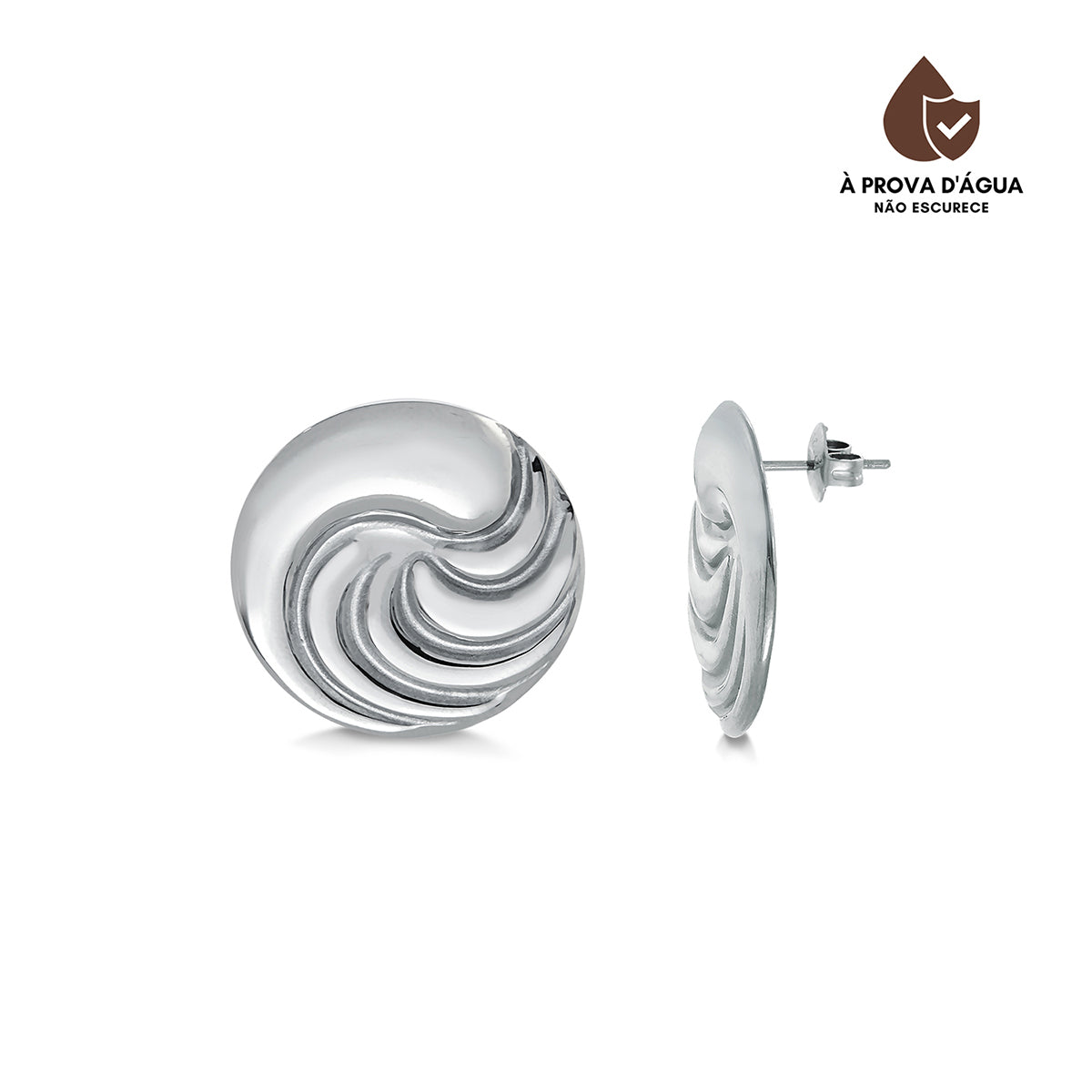 Brinco Luxo Espiral Banhado em Prata
