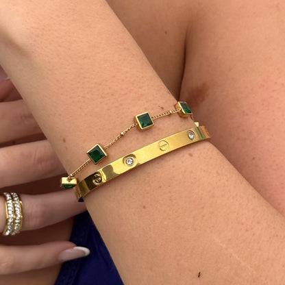 Pulseira Esmera Banhado em Ouro 18k