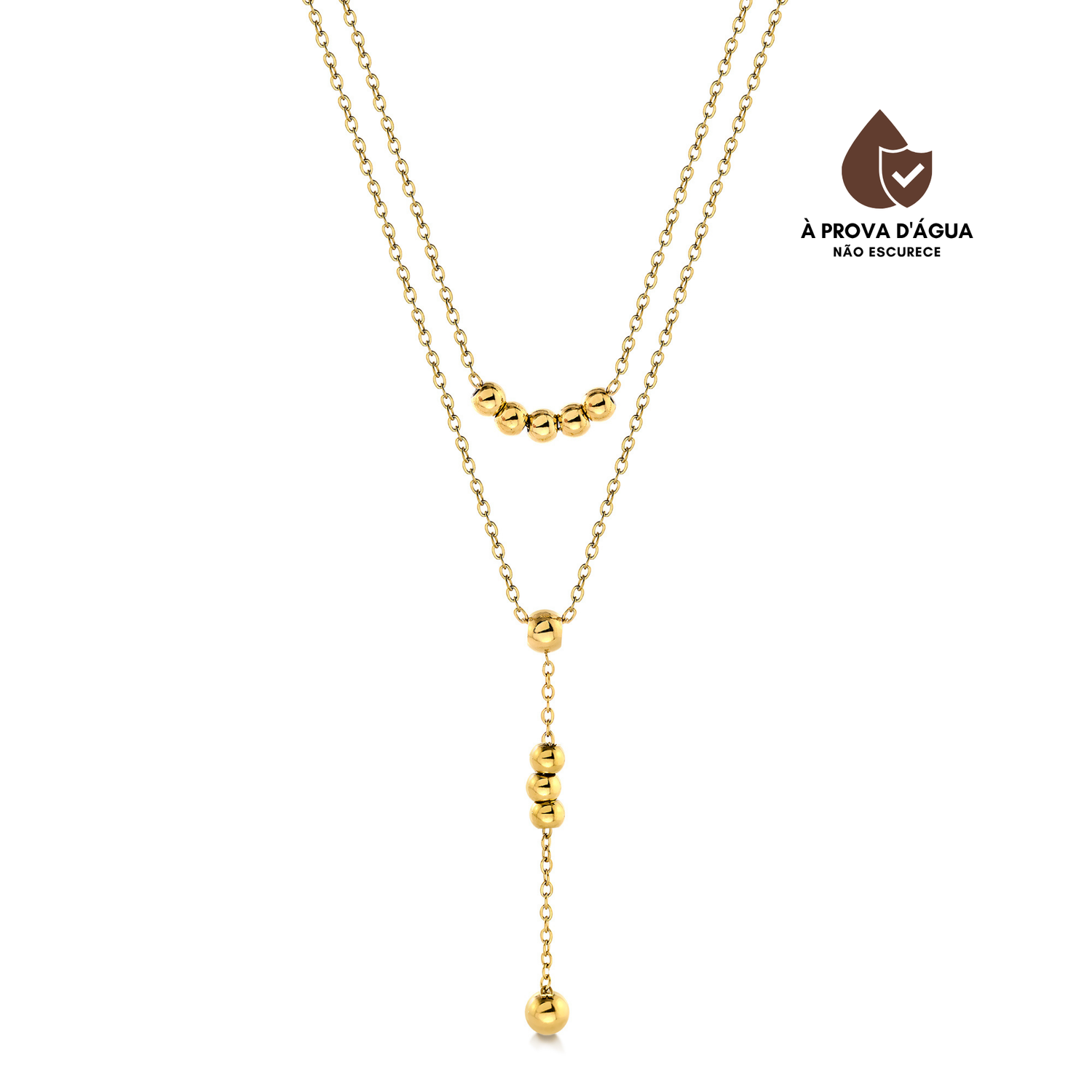 Colar Camadas Esferas Banhado A Ouro 18k