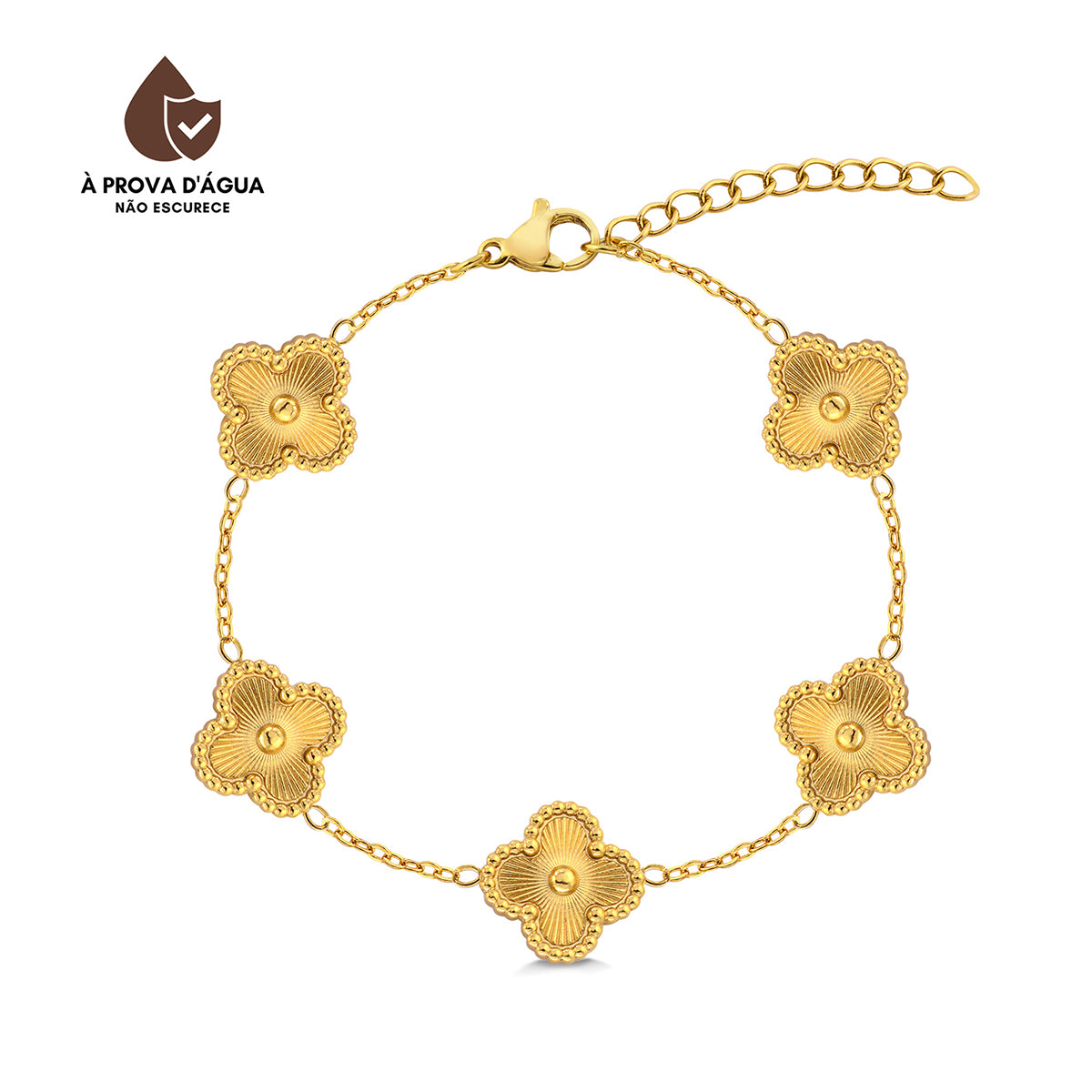 Pulseira Trevo Dourado Banhado em Ouro 18k