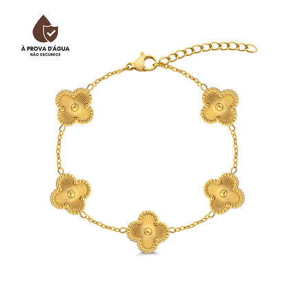 Pulseira Trevo Dourado Banhado em Ouro 18k