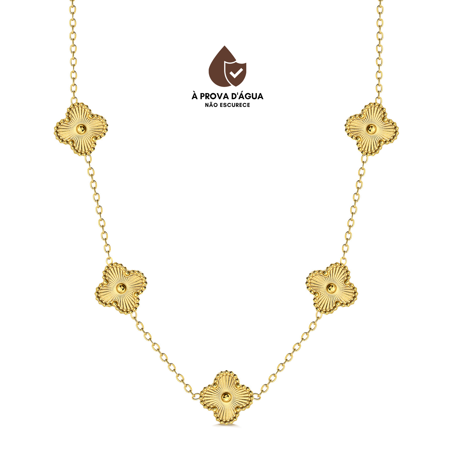 Colar Trevo Dourada Banhado em Ouro 18k