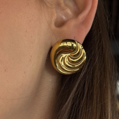 Brinco Luxo Espiral Banhado em Ouro 18k