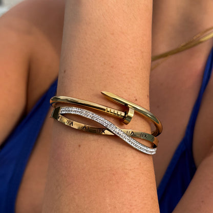 Bracelete Prego Liso Banhado em Ouro 18k