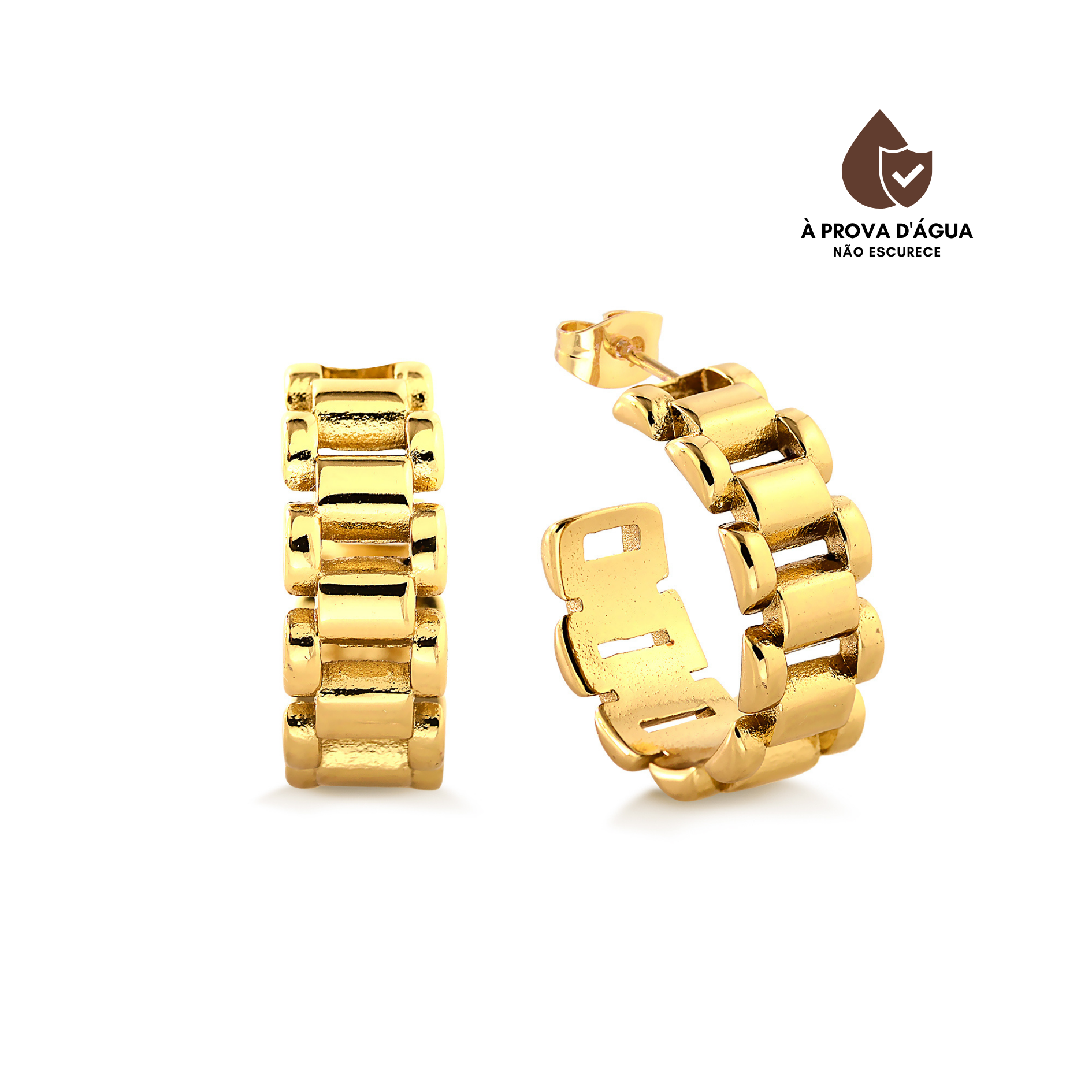 Brinco Bold Lux Banhado em Ouro 18k