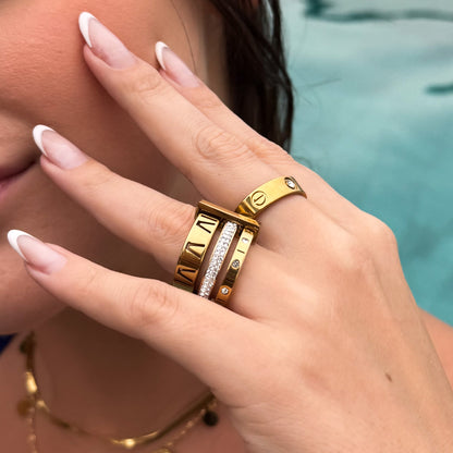 Anel Glamour Banhado em Ouro 18k