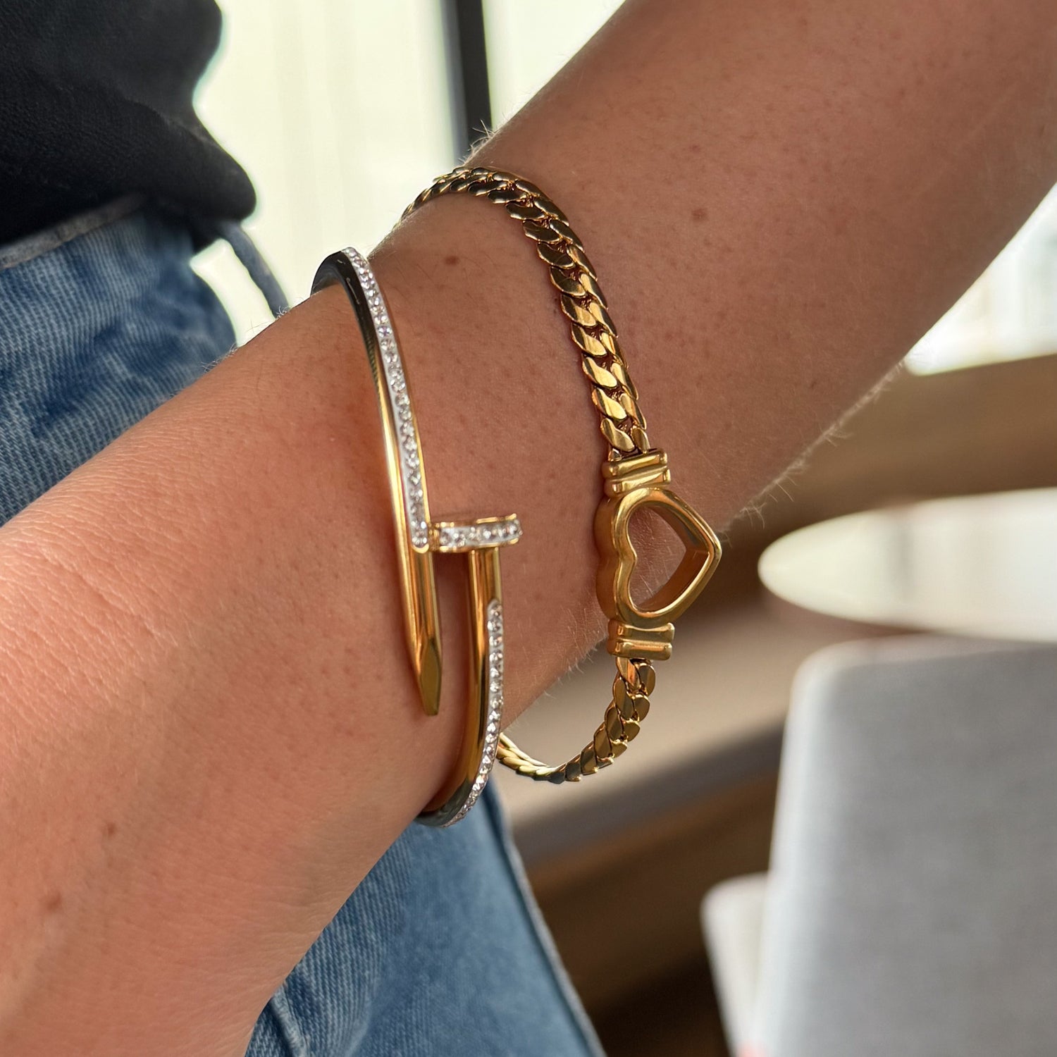 Pulseira de Coração Cubana Banhado em Ouro 18k