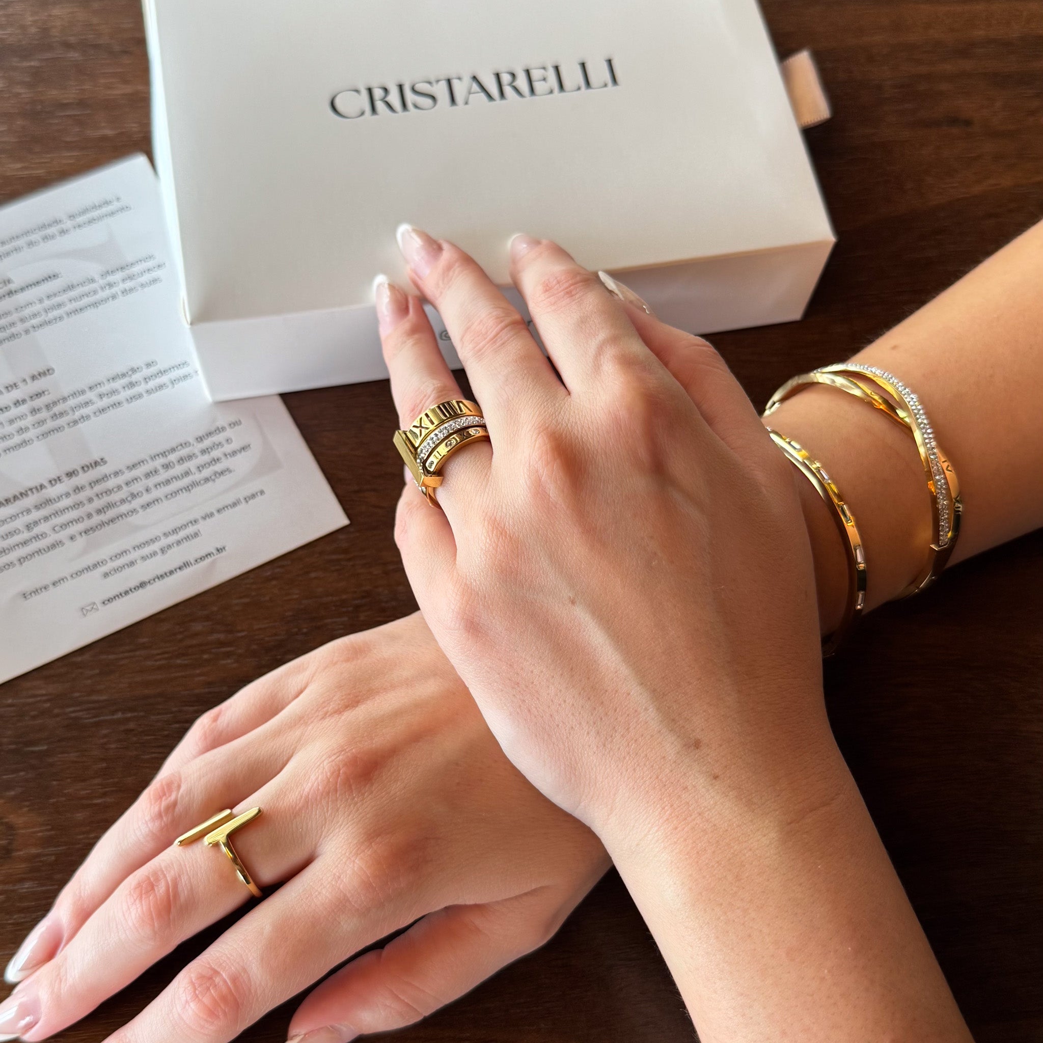 Anel Triplo Romano Banhado em Ouro 18k