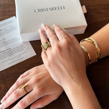 Anel Triplo Romano Banhado em Ouro 18k