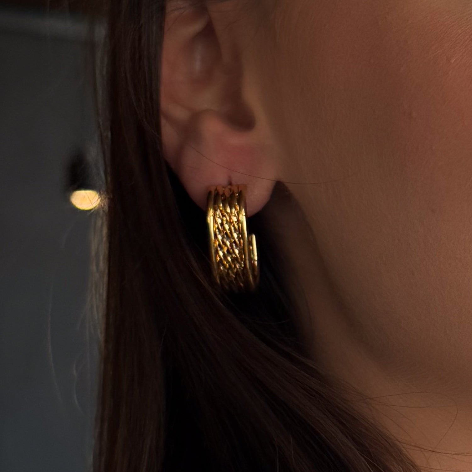 Brinco Luxo Duplo Banhado em Ouro 18k