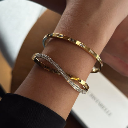 Bracelete Pedras Baguete Banhado em Ouro 18k