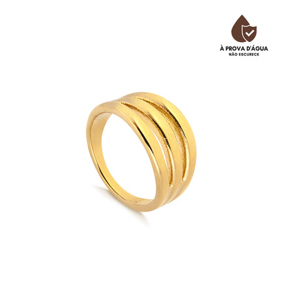 Anel Triplo Luxo Banhado em Ouro 18k