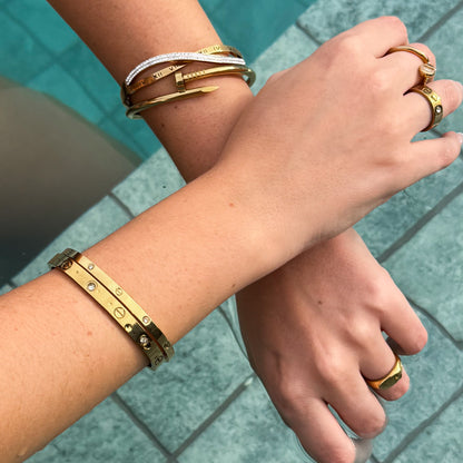 Bracelete Pedras de Glamour Slim Banhado em Ouro 18k
