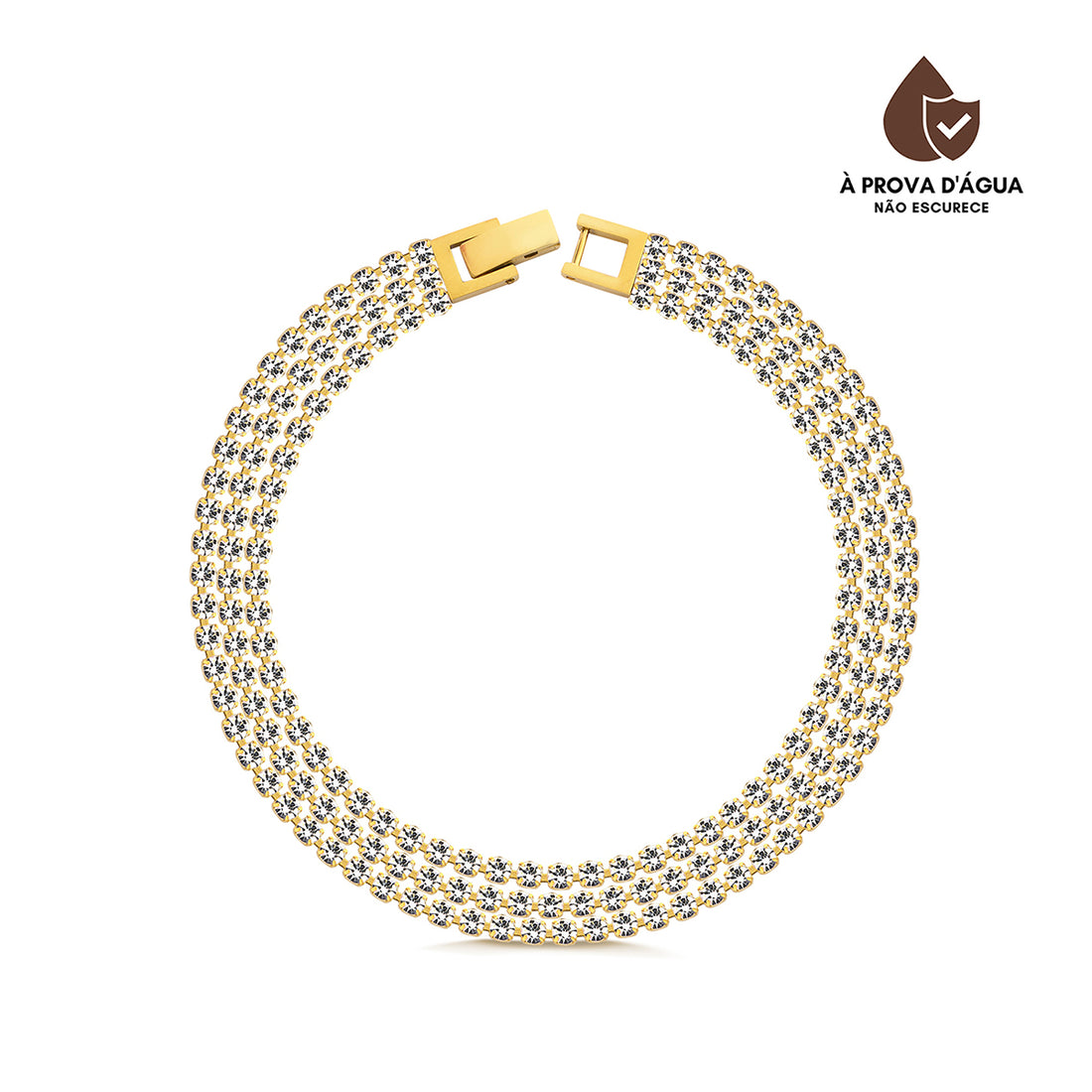 Pulseira 4 Fileiras Cravejada Banhado em Ouro 18k