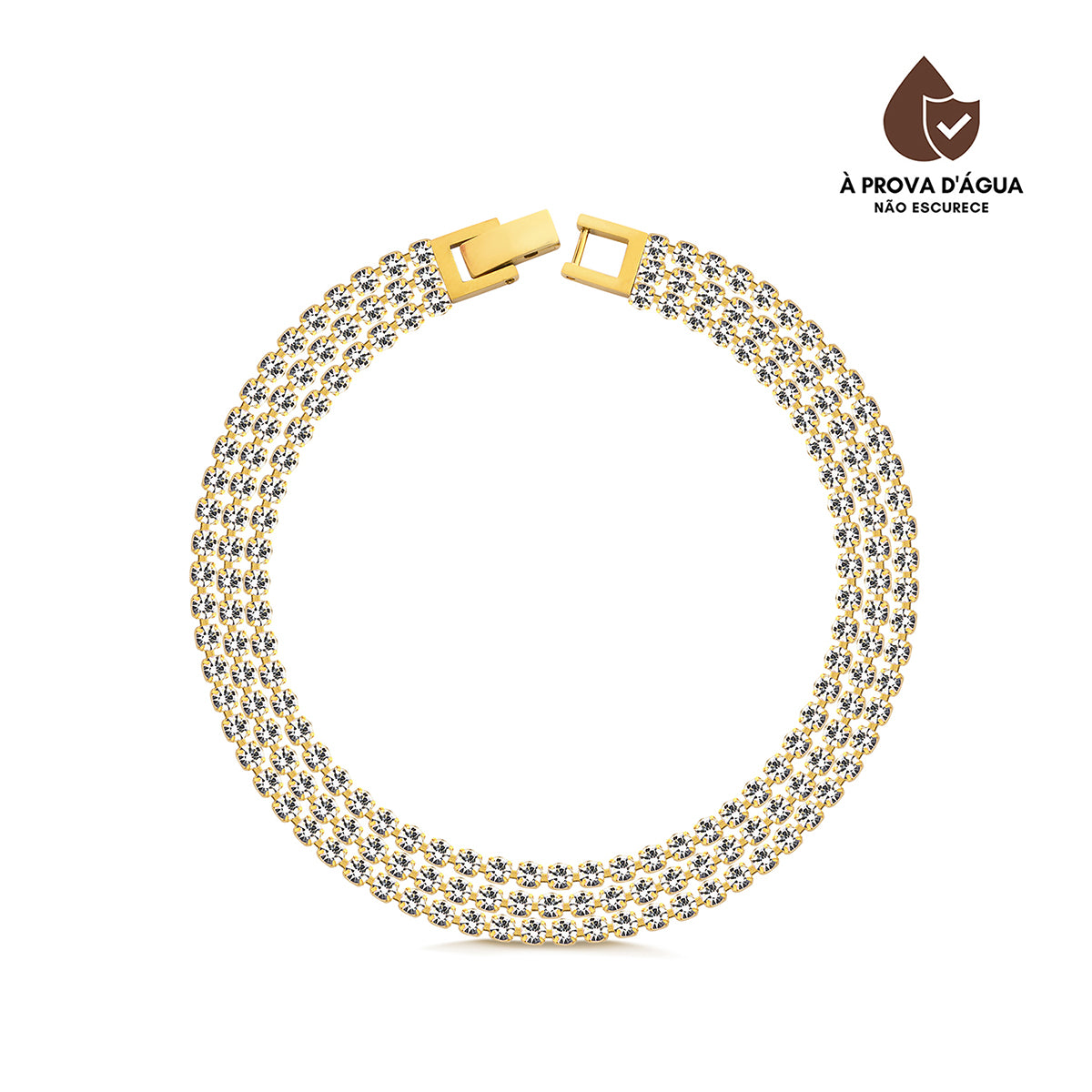 Pulseira 4 Fileiras Cravejada Banhado em Ouro 18k