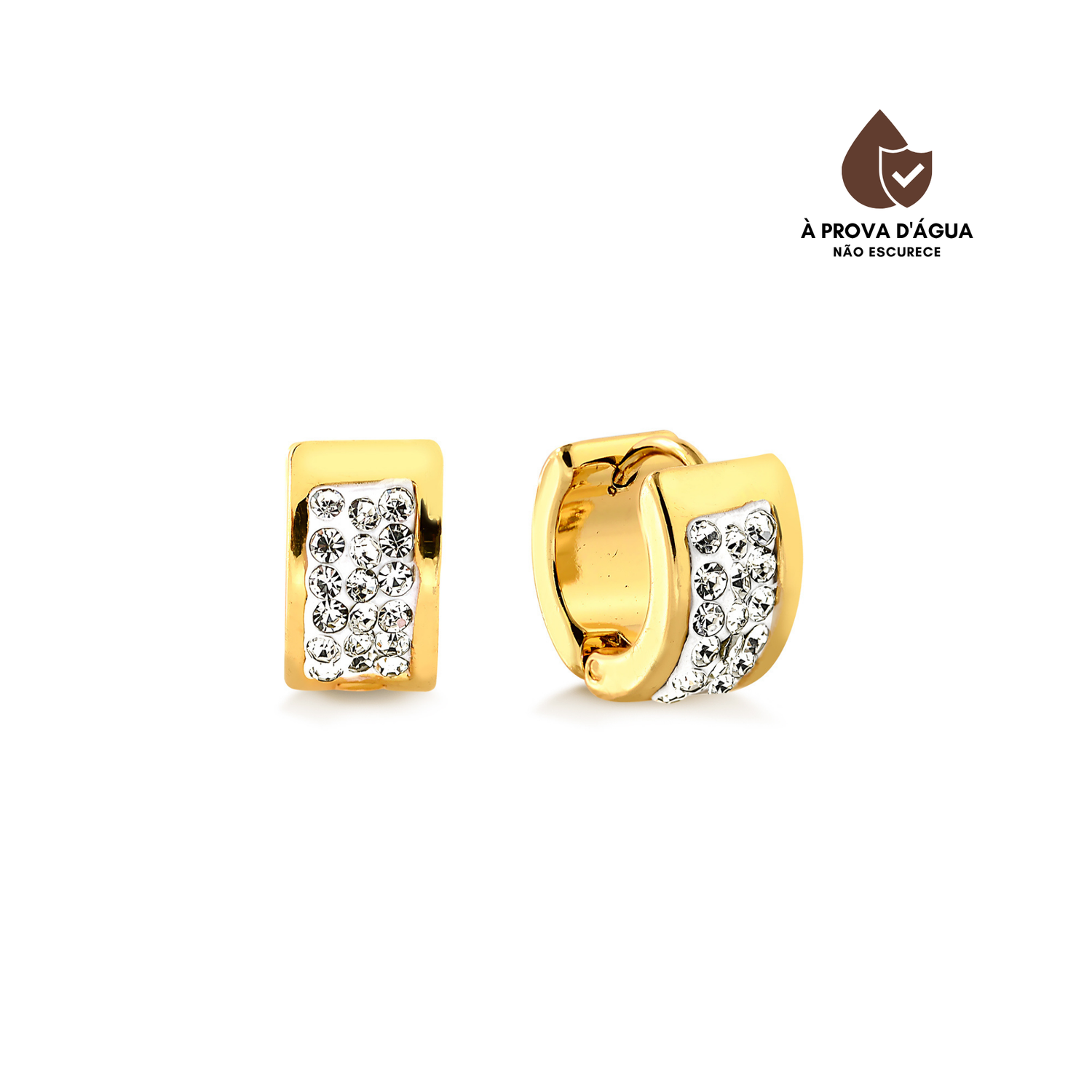 Brinco Argola Cravejada Banhado em Ouro 18k