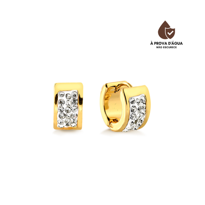 Brinco Argola Cravejada Banhado em Ouro 18k