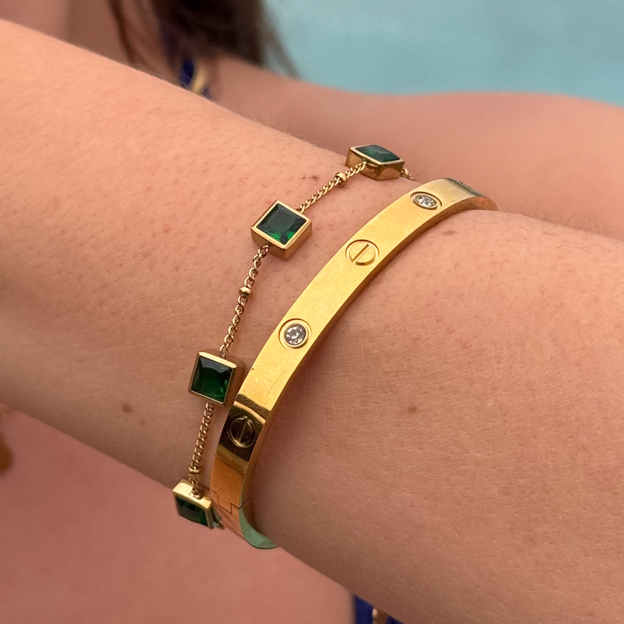 Pulseira Esmera Banhado em Ouro 18k