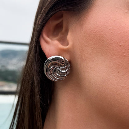 Brinco Luxo Espiral Banhado em Prata