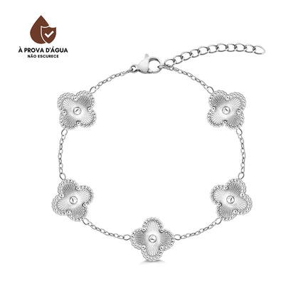 Pulseira Trevo Prateada Banhado em Prata