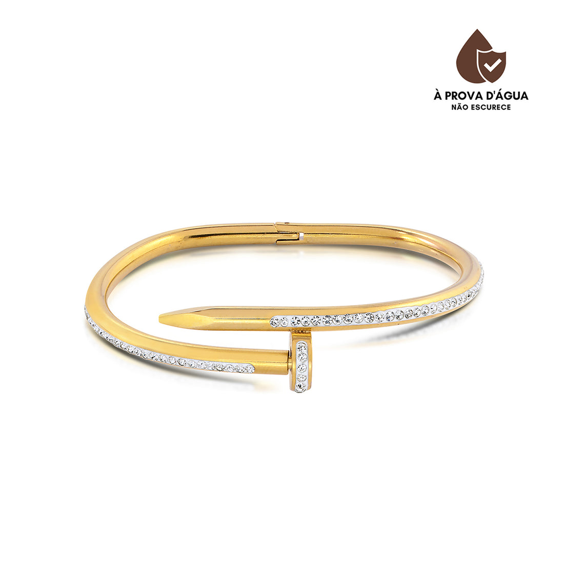 Bracelete Prego Cravejado Banhado em Ouro 18k